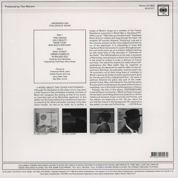 THELONIOUS MONK - UNDERGOUND VINYL