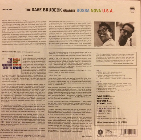 DAVE BRUBECK QUARTET - BOSSA NOVA U.S.A. VINYL