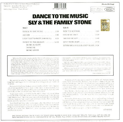 SLY & THE FAMILY STONE - DANCE TO THE MUSIC (VMP PRESSING) VINYL