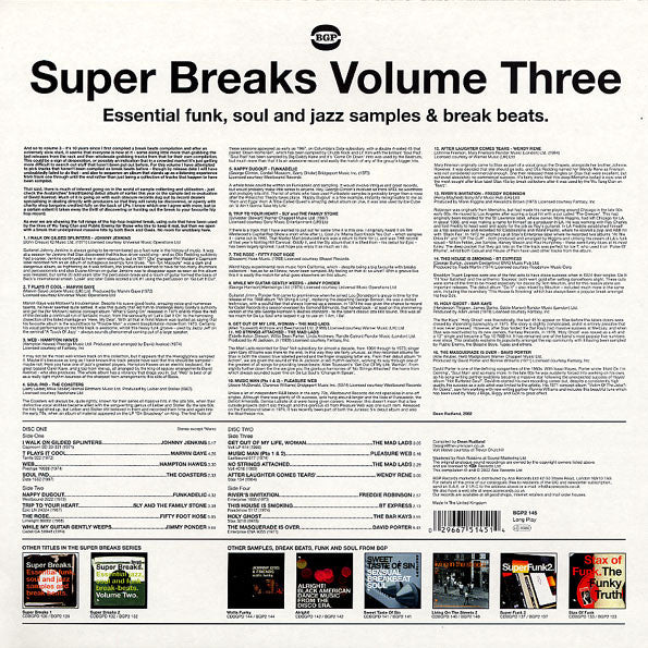 VARIOUS - SUPER BREAKS: ESSENTIAL FUNK, SOUL AND JAZZ SAMPLES & BREAK BEATS VOL. 3 (2LP) VINYL