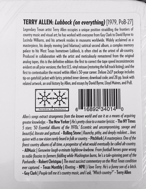 TERRY ALLEN - LUBBOCK (ON EVERYTHING) (2LP) VINYL