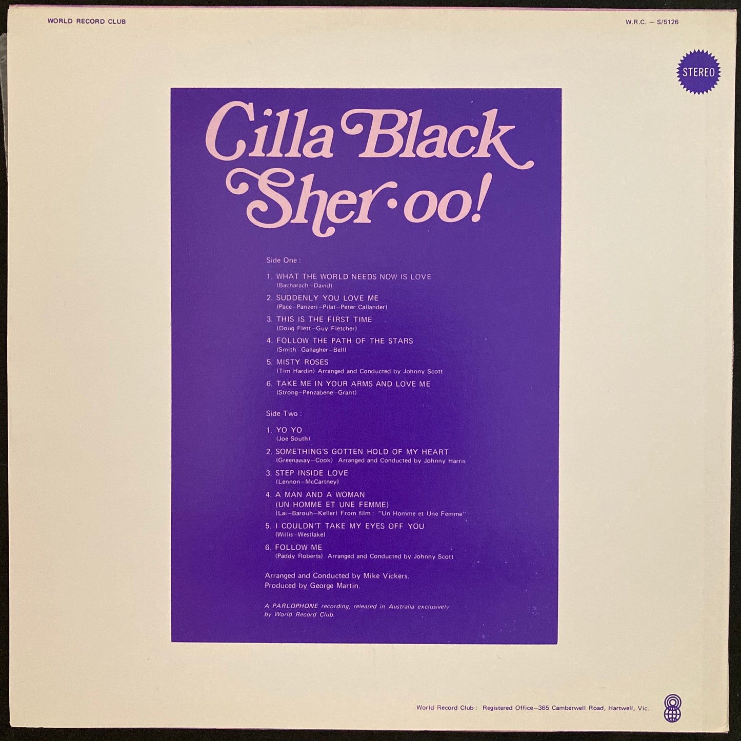 CILLA BLACK - SHER-OO! (USED VINYL 1972 AUS M-/M-)