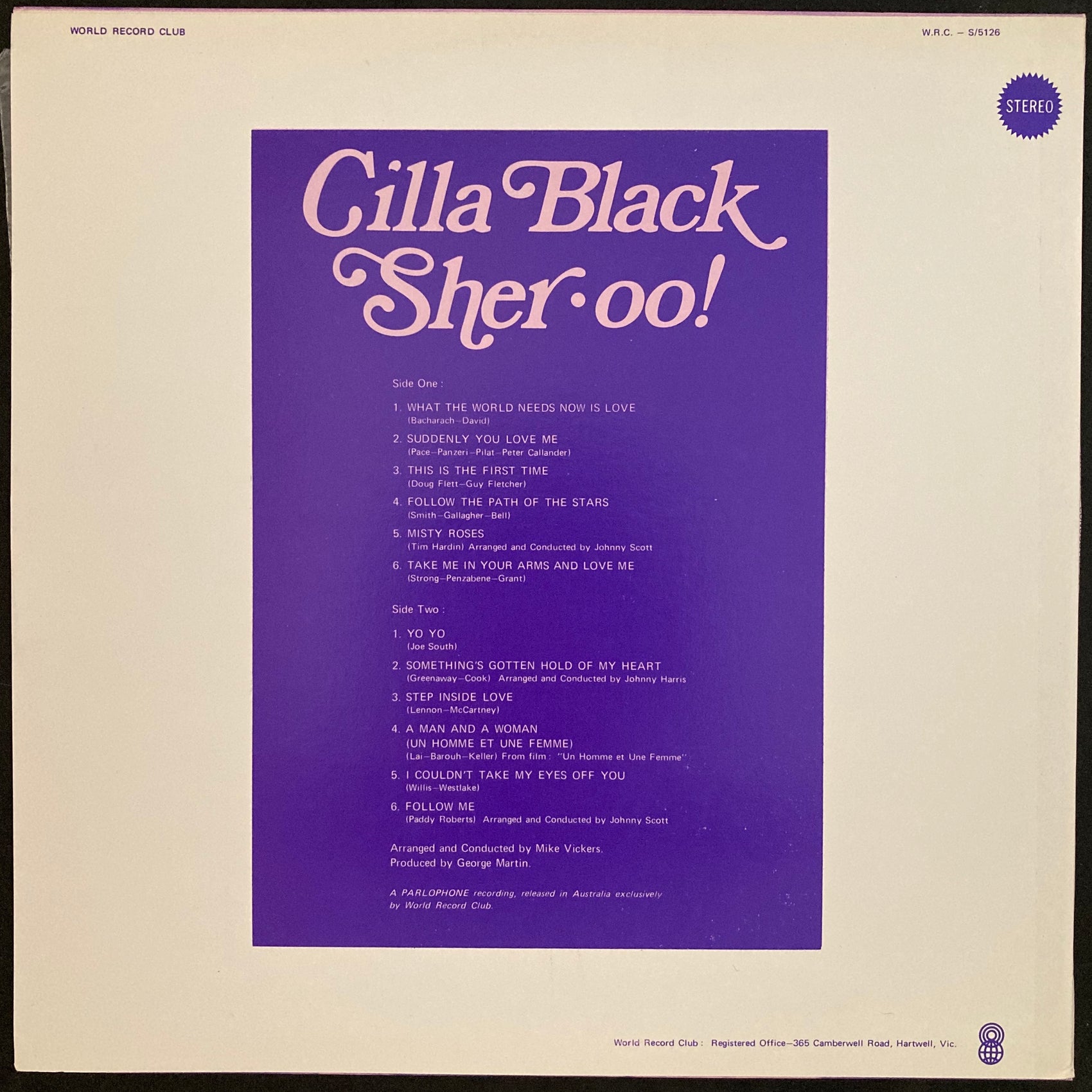 CILLA BLACK - SHER-OO! (USED VINYL 1972 AUS M-/M-)