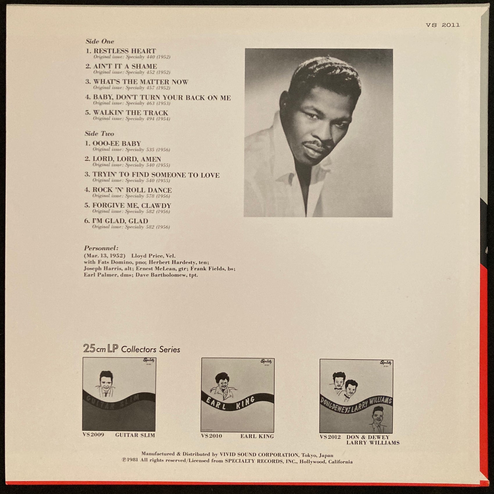 LLOYD PRICE - LLOYD PRICE (10") (USED VINYL 1981 JAPAN M-/M-)