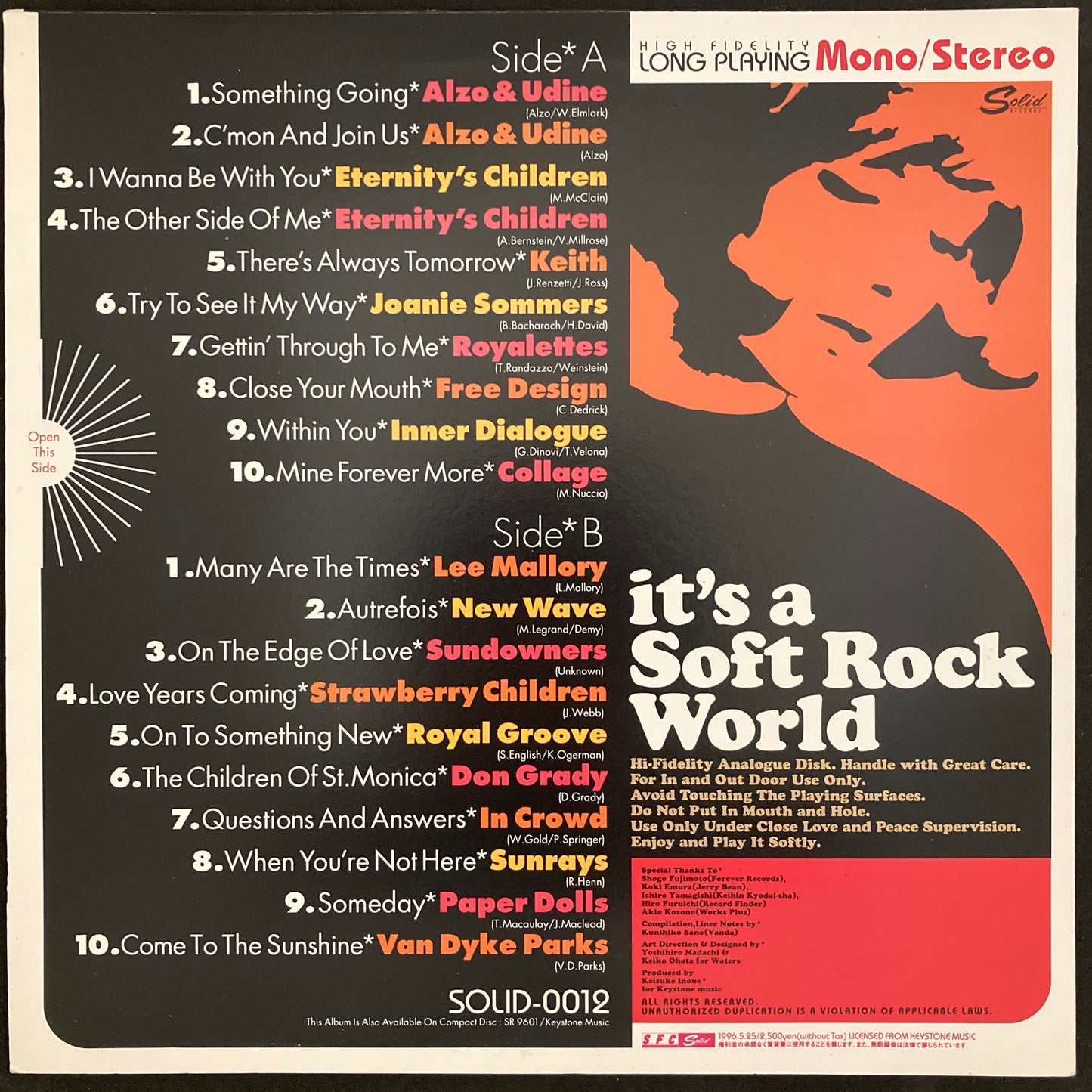 VARIOUS ARTISTS - IT'S A SOFT ROCK WORLD (USED VINYL 1996 JAPAN M-/M-)