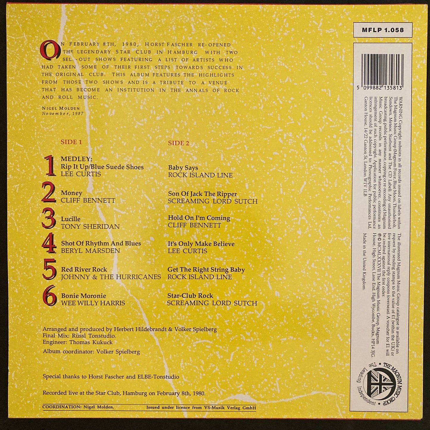 VARIOUS ARTISTS - LIVE AT THE STAR CLUB (USED VINYL 1987 UK M-/M-)