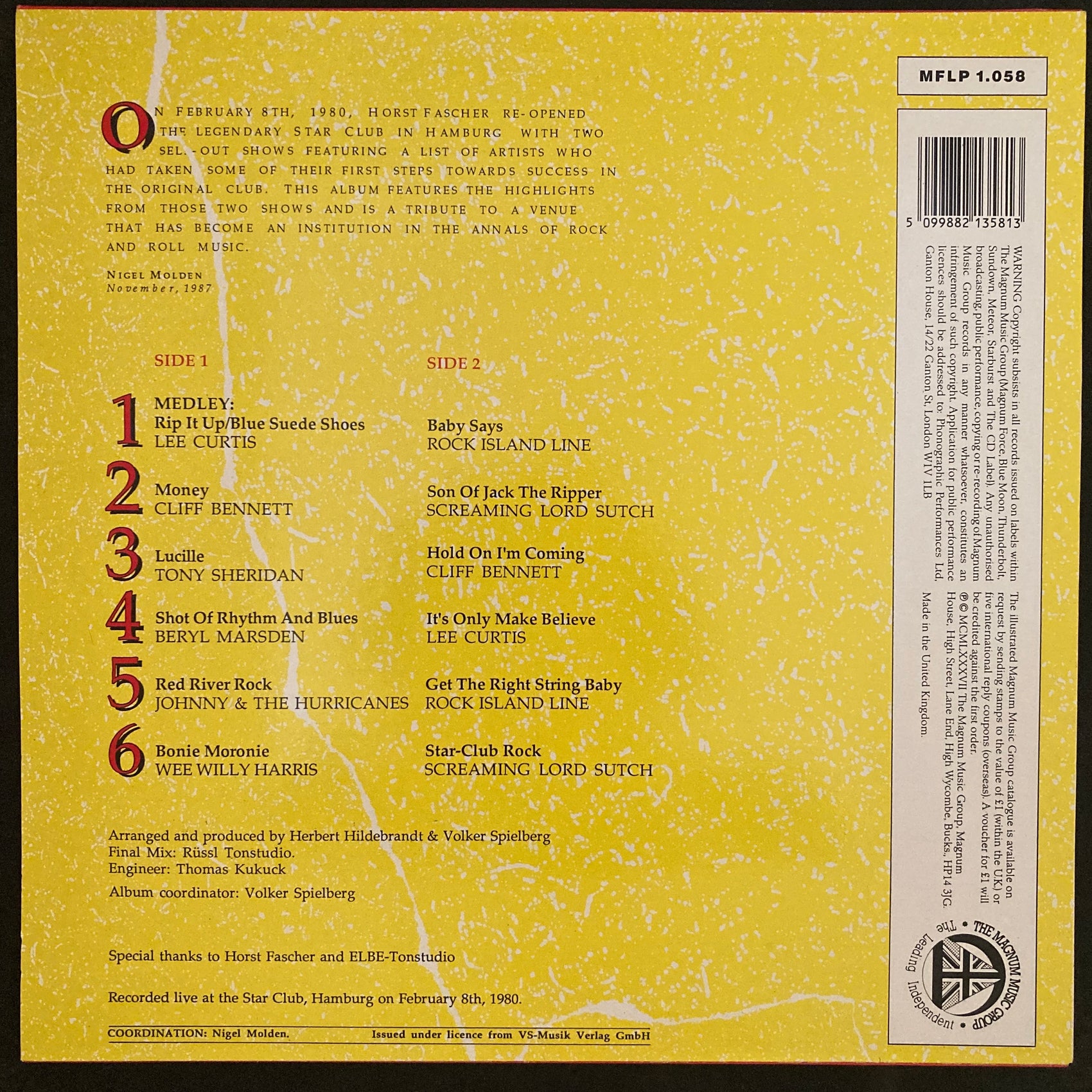 VARIOUS ARTISTS - LIVE AT THE STAR CLUB (USED VINYL 1987 UK M-/M-)