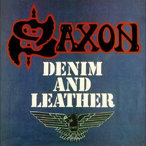 SAXON - DENIM AND LEATHER (40TH ANNIVERSARY) (RED AND BLACK SPLATTER COLOURED) VINYL
