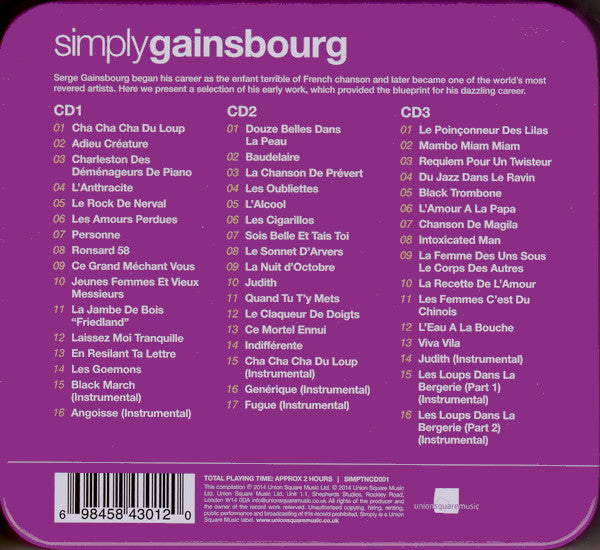 SERGE GAINSBOURG - SIMPLY GAINSBOURG 3CD